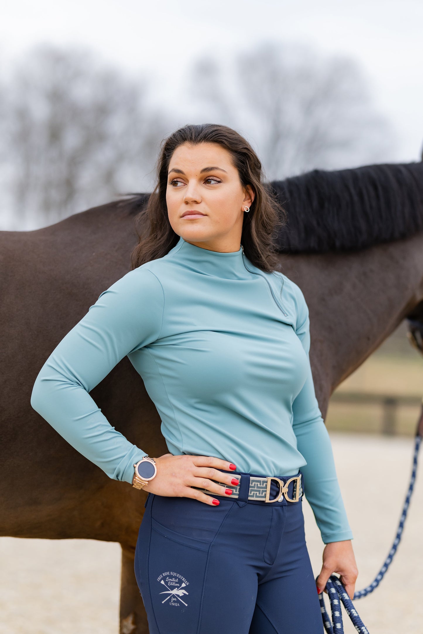 Ellany Patton Side Zip Pullover - Ocean