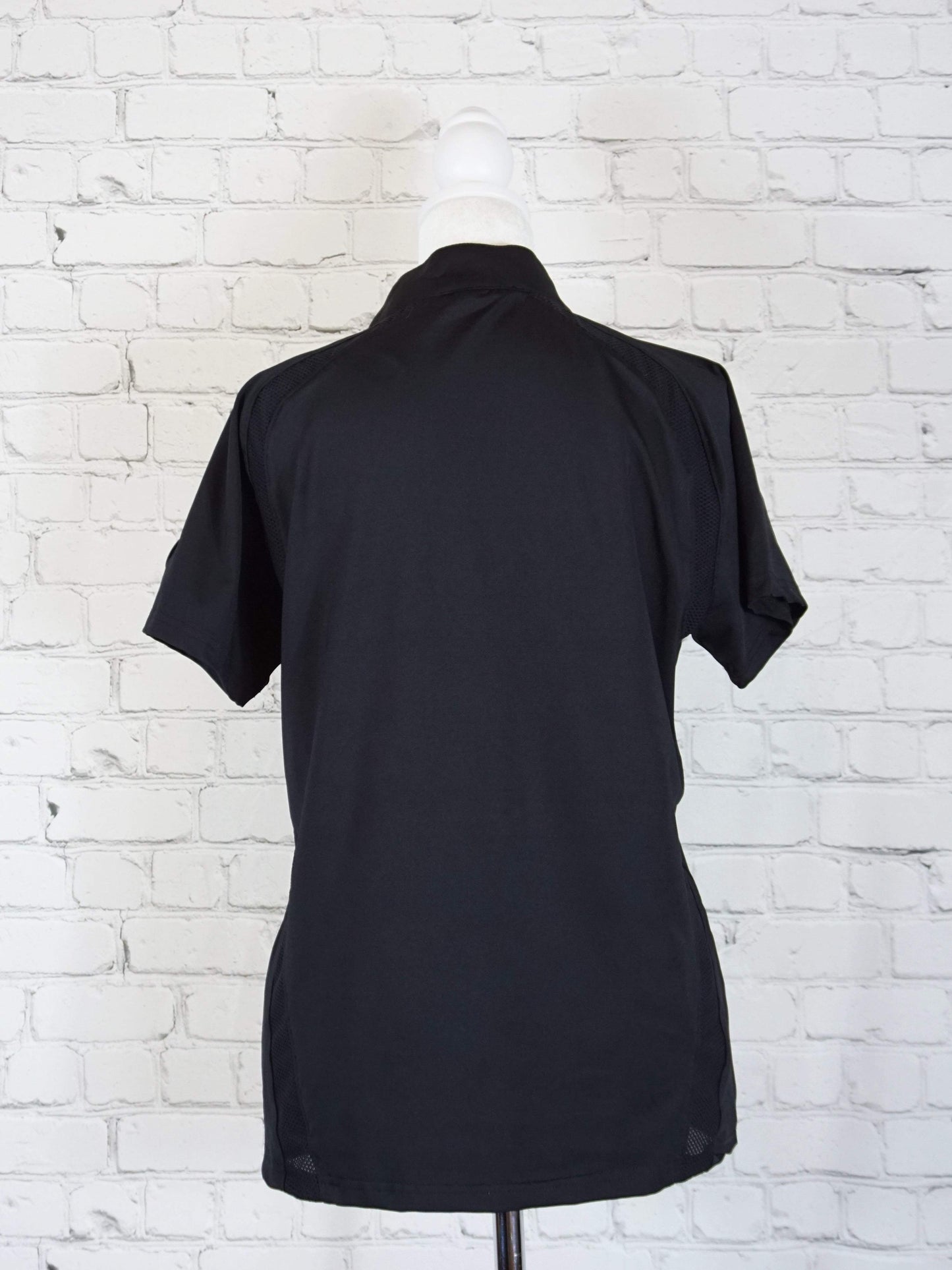 Horze Women's Moisture Wicking Short Sleeve Zip Polo in Black- Large