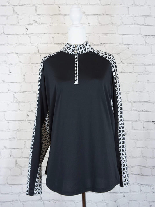 San Soleil Black Solcool Shirt with Horse Shoe Pattern - XL